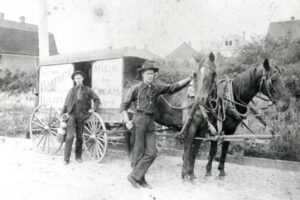 Vintage image of dairy delivery wagon