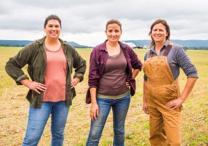 Female farmers standing next to each other