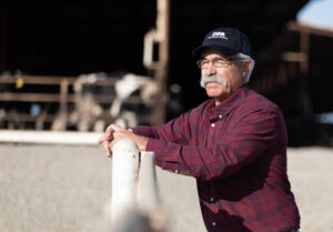 Farmer looks into distance