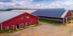 Solar panels on the barn ad Kibler Dairy Farm